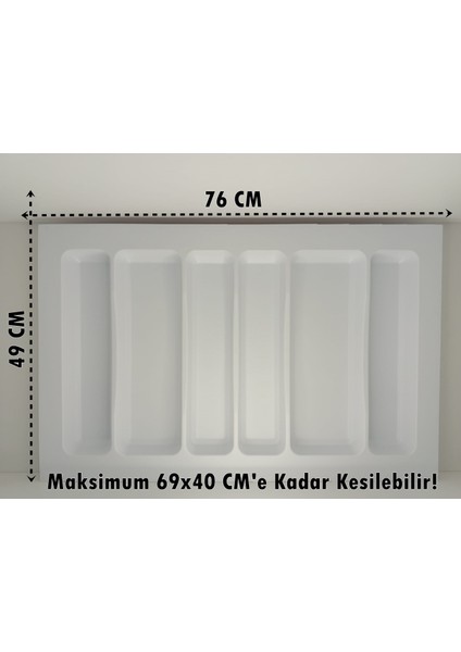 76X49 Cm. 6 Bölmeli Beyaz Çekmece Içi Düzenleyici Kepçelik (70*40 Cm'e Kadar Kesilr) fiyatları