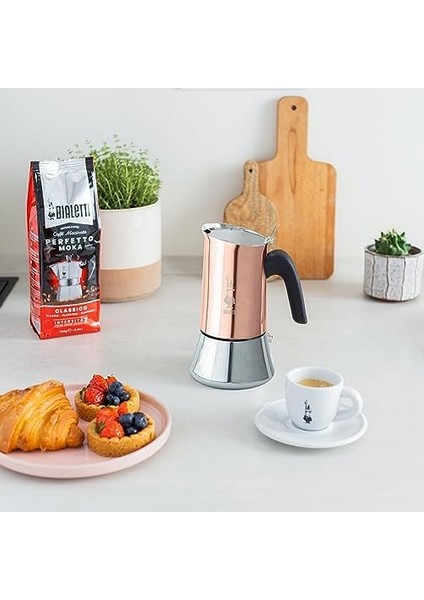 - Venus: 6 Cups Ocak Üstü Espresso Pişirici - 235ML - Kahverengi, Gümüş Renk - Paslanmaz Çelik Gövde - Patentli Güvenlik Valfi - Tüm Ocak Türleri Için Uygundur (Indüksiyon Dahil)