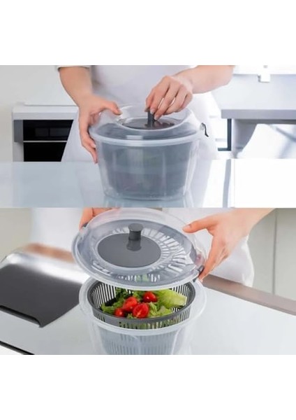 Sebze ve Salata Kurutucu 4.4 Litre Pratik Manuel Döner Mekanizmalı Su Filtresi