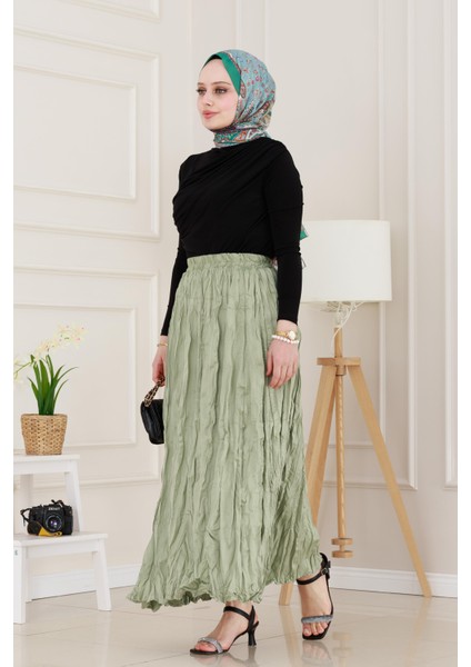 Beli Lastikli Kraş Etek-Mint Yeşili modelleri