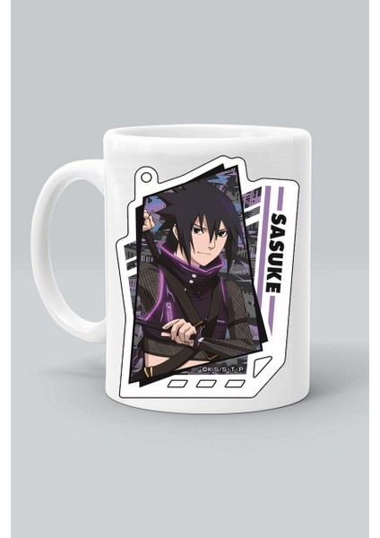 Anime Naruto Uchiha Sasuke Karakter Baskılı Beyaz Kupa Bardak