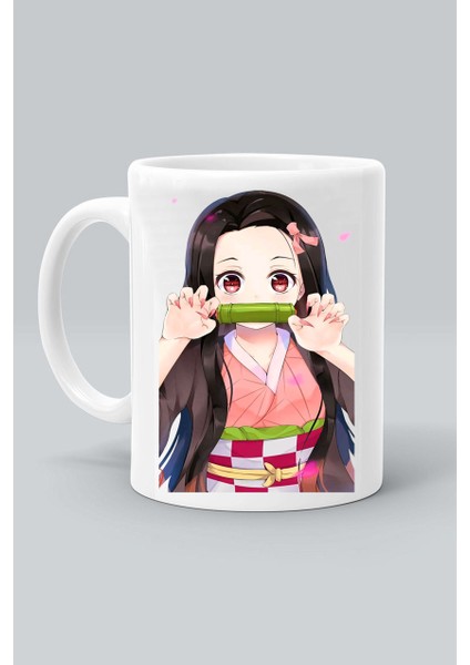 Anime Demon Slayer Nezuko Kamado Karakter Baskılı Beyaz Kupa Bardak