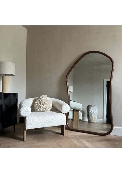 180 x 110 cm Asimetrik Doğal Ahşap Çerçeveli Dekoratif Boy Aynası - Özel Tasarım fiyatları