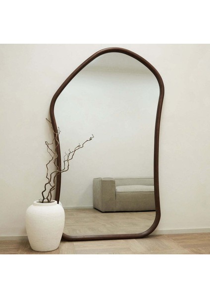 180 x 110 cm Asimetrik Doğal Ahşap Çerçeveli Dekoratif Boy Aynası - Özel Tasarım modelleri