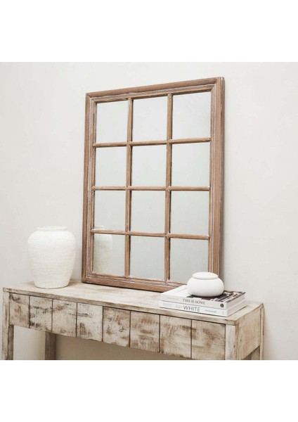 100 x 75 Beyaz Eskitme Konsol Üstü Pencere Aynası