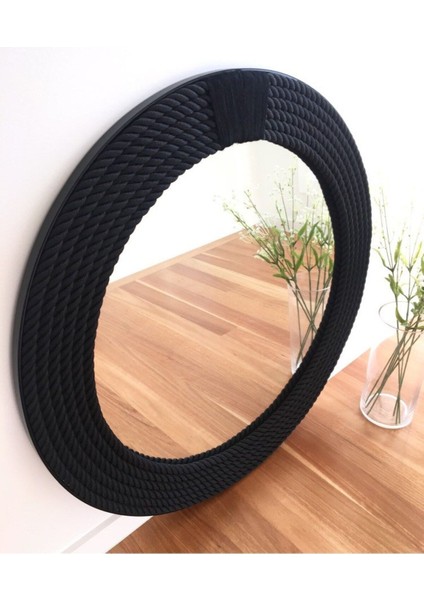 Hasır Halat Çerçeveli Yuvarlak Duvar Aynası - 80 cm (10)