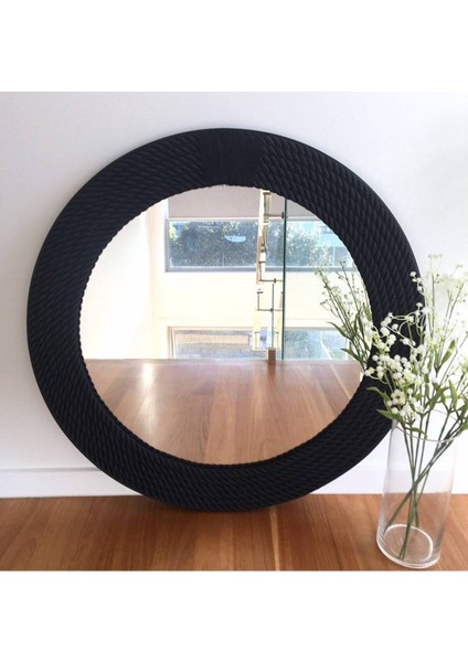 Hasır Halat Çerçeveli Yuvarlak Duvar Aynası - 80 cm (10)