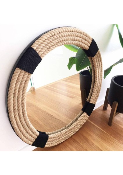 Hasır Halat Çerçeveli Yuvarlak Duvar Aynası - 80 cm (4)
