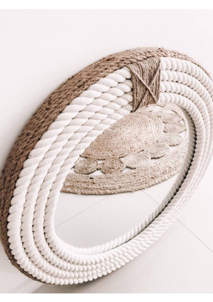 Hasır Halat Çerçeveli Yuvarlak Duvar Aynası - 80 cm (1) fiyatları