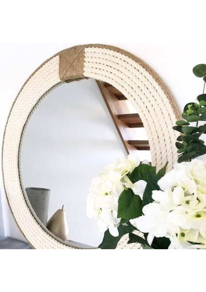 Hasır Halat Çerçeveli Yuvarlak Duvar Aynası - 80 cm (1) indirimleri