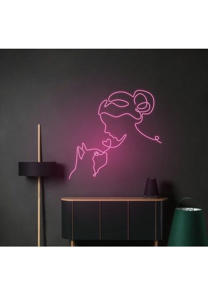 90 cm Kumandalı Neon LED Tasarım Duvar Dekor Aydınlatması - Özelleştirilebilir LED TABELA-145
