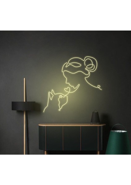 90 cm Kumandalı Neon LED Tasarım Duvar Dekor Aydınlatması - Özelleştirilebilir LED TABELA-145