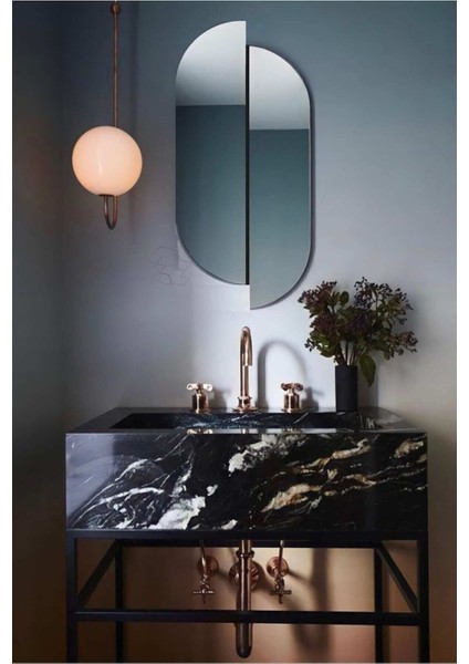190 cm Oval Duvar Dekorasyon Aynası - Konsol Üstü Salon Dekorasyon AYNASI-552