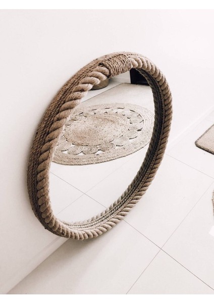 Hasır Halat Çerçeveli Yuvarlak Duvar Aynası - 80 cm (2) fiyatları