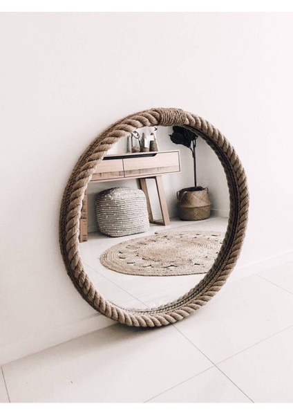Hasır Halat Çerçeveli Yuvarlak Duvar Aynası - 80 cm (2) fırsatları