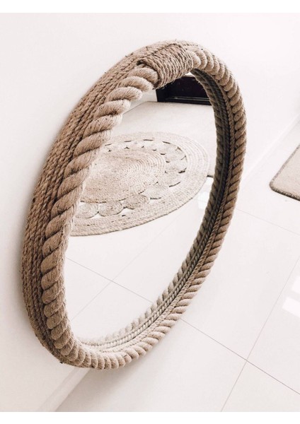 Hasır Halat Çerçeveli Yuvarlak Duvar Aynası - 80 cm (2) indirimleri