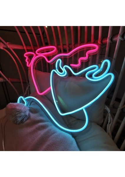 120 cm Kumandalı Neon LED Tasarım Duvar Dekor Aydınlatması - Özelleştirilebilir LED TABELA-135