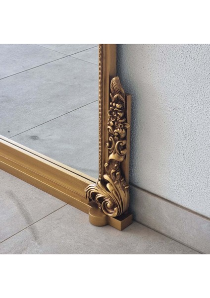 200 x 120 cm Ahşap Oyma 3 Boyutlu Boy Aynası - Özel Ahşap Üretim Dev Boy Aynası - Gold fırsatları