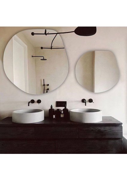 80 cm Asimetrik Duvar Dekorasyon Aynası - Konsol Üstü Salon Dekorasyon Aynası (Tek FIYATIDIR)-316