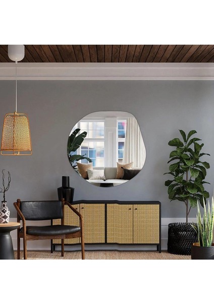 80 cm Asimetrik Duvar Dekorasyon Aynası - Konsol Üstü Salon Dekorasyon Aynası (Tek FIYATIDIR)-316