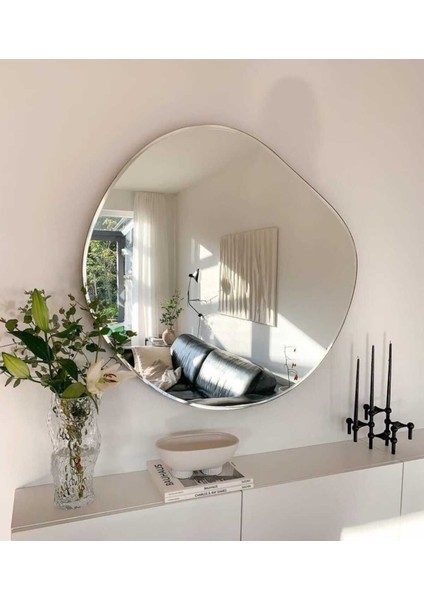 90 cm Asimetrik Duvar Dekorasyon Aynası - Konsol Üstü Salon Dekorasyon AYNASI-344
