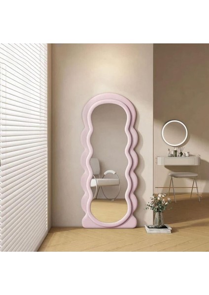 170 cm Kadife Kumaş Çerçeveli Dekoratif Duvar Boy Aynası - Konsol Üstü Salon Aynası fiyatları