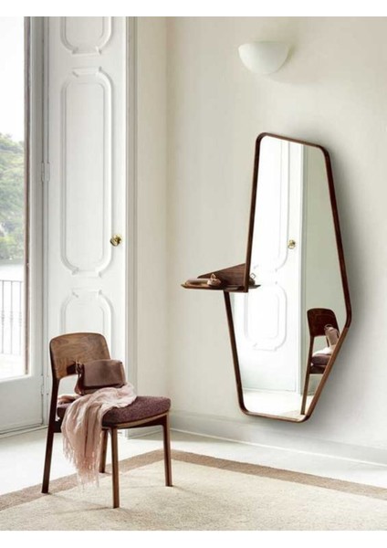 190 cm Asimetrik Dekoratif Duvar Boy Aynası-Doğal Ahşap Masif ÇERÇEVELI(ÖZELLEŞTIRILEBILIR)-101