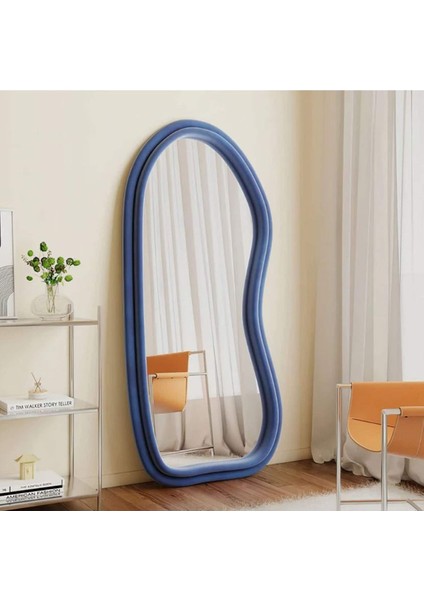 170 cm Kadife Kumaş Çerçeveli Dekoratif Duvar Boy Aynası - Konsol Üstü Salon Aynası fırsatları