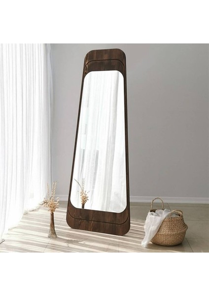190 cm Asimetrik Dekoratif Duvar Boy Aynası-Doğal Ahşap Masif ÇERÇEVELI(ÖZELLEŞTIRILEBILIR)-266