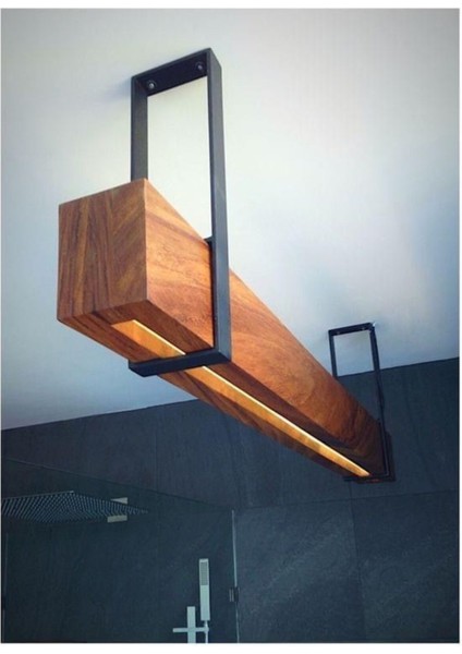 180 cm Modern Tasarımlı Dekoratif Aydınlatma Avizesi -Doğal Masif Ahşap Iç Mekan Aydınlatması