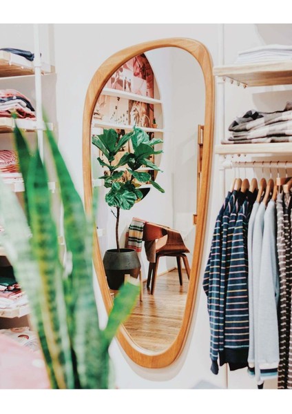 180 cm Asimetrik Dekoratif Duvar Boy Aynası-Doğal Ahşap Masif ÇERÇEVELI(ÖZELLEŞTIRILEBILIR)-135 indirimleri