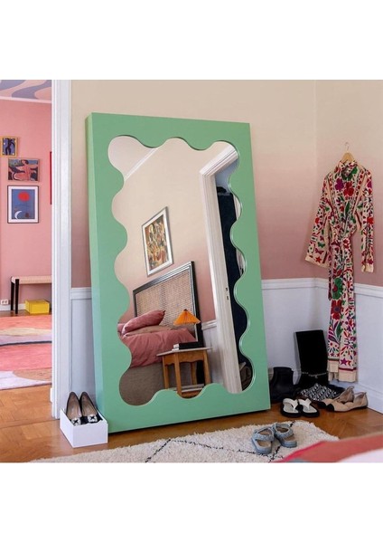 80 cm Dalga Desenli Dekoratif Duvar Boy Aynası fiyatları