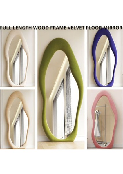 150 cm Kadife Kumaş Çerçeveli Dekoratif Duvar Boy Aynası - Konsol Üstü Salon Aynası modelleri