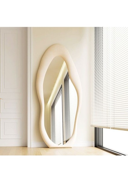 150 cm Kadife Kumaş Çerçeveli Dekoratif Duvar Boy Aynası - Konsol Üstü Salon Aynası indirimleri