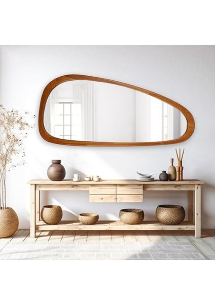180 cm Asimetrik Dekoratif Duvar Boy Aynası-Doğal Ahşap Masif Çerçeveli(Özelleştirilebilir)-14 fiyatları