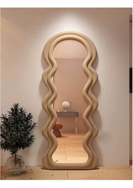 80 cm Dalga Desenli Dekoratif Duvar Boy Aynası