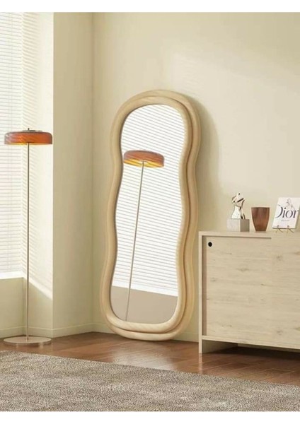 150 cm Kadife Kumaş Çerçeveli Dekoratif Duvar Boy Aynası - Konsol Üstü Salon Aynası