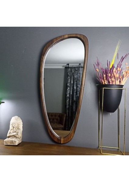 190 cm Asimetrik Dekoratif Duvar Boy Aynası-Doğal Ahşap Masif Çerçeveli(Özelleştirilebilir)-35