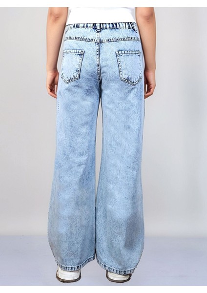 Kız Çocuk %100 Pamuk Taş Işlemeli Palazzo Kot PANTOLON-PNT-2055 indirimleri