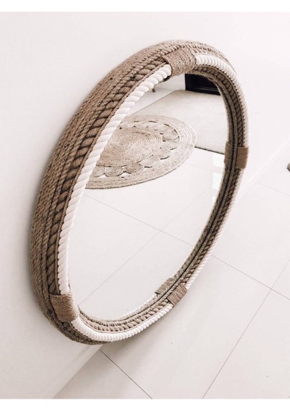 Hasır Halat Çerçeveli Yuvarlak Duvar Aynası - 60 cm (3)