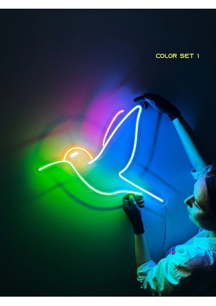 60 cm Kumandalı Neon LED Tasarım Duvar Dekor Aydınlatması - Özelleştirilebilir LED Tabela