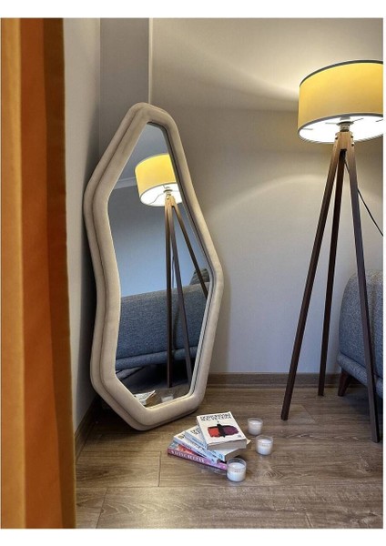 Geometrik Kumaş Çerçeveli Dekoratif Boy Aynası - Çift Katlı - 180 x 90 cm