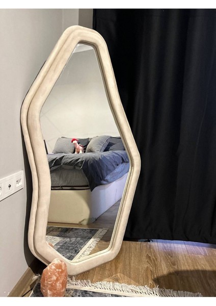 Geometrik Kumaş Çerçeveli Dekoratif Boy Aynası - Çift Katlı - 180 x 90 cm fırsatları