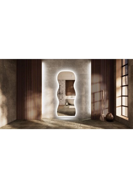 90 cm Ledli Dalgalı Dekoratif Duvar Boy Aynası fiyatları