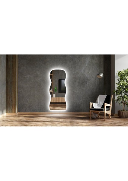 90 cm Ledli Dalgalı Dekoratif Duvar Boy Aynası modelleri