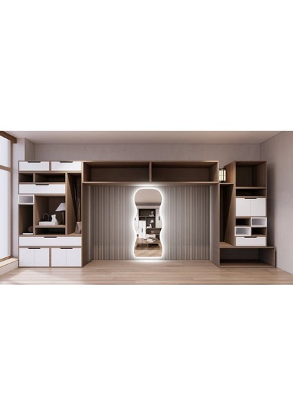 90 cm Ledli Dalgalı Dekoratif Duvar Boy Aynası fırsatları