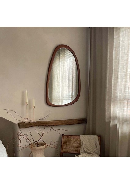 90 x 60 cm Asimetrik Ceviz Duvar Dekor Aynası fiyatları