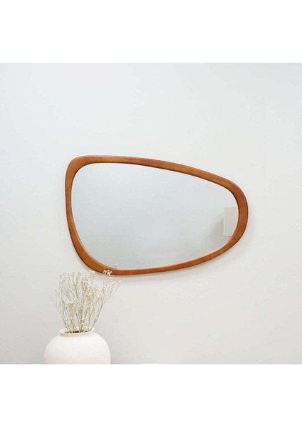 90 x 60 cm Asimetrik Ceviz Duvar Dekor Aynası fırsatları