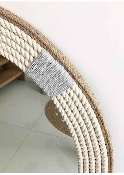 Hasır Halat Çerçeveli Yuvarlak Duvar Aynası - 80 cm (8) fırsatları