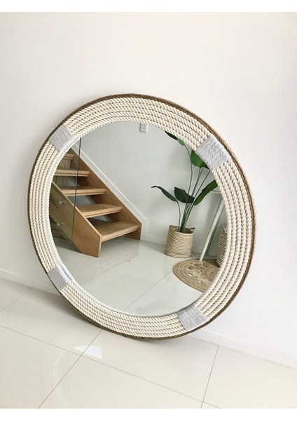 Hasır Halat Çerçeveli Yuvarlak Duvar Aynası - 80 cm (8) indirimleri